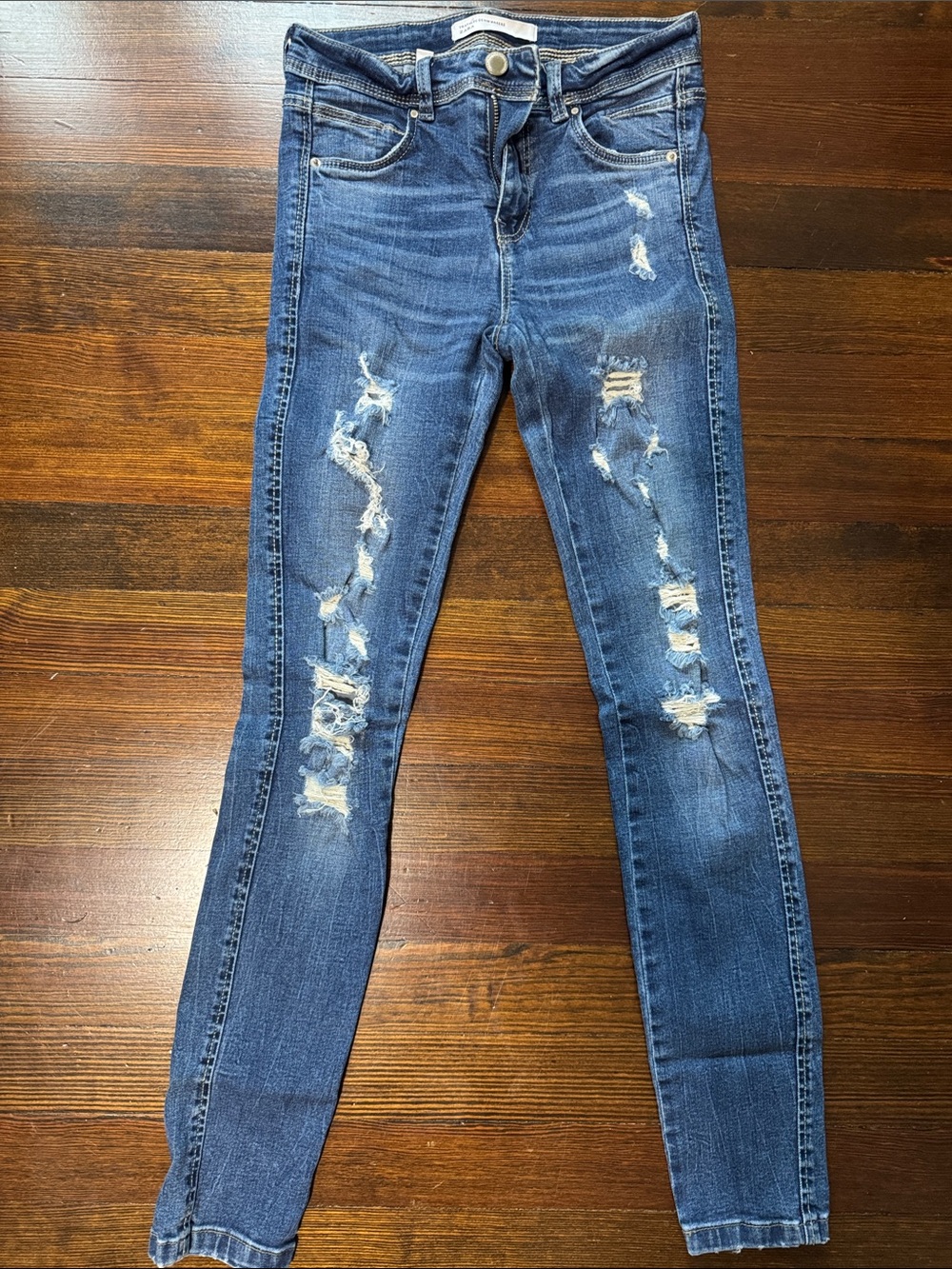 Zara Distressed Very Skinny Jeans - Dark Blue